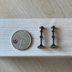 Dollhouse Candle Holders 1:12 Scale Miniature Metal Candlestick Square Base 1 Inch Tall , Set of 2 - C086