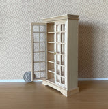 Dollhouse Unfinished Book Cabinet 1:12 Scale Unpainted Cabinet with 6 Shelves Swing Doors C009