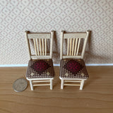 Dollhouse Supplies Miniature Unpainted Dining Chair with Cushion Set of 2 , 1:12 Scale Unpainted Dining Seat with Pads - C003