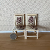 Dollhouse Supplies Miniature Unpainted Dining Chair with Seat Pads Set of 2 , 1:12 Scale Unpainted Dining Chairs with Cushions - F016