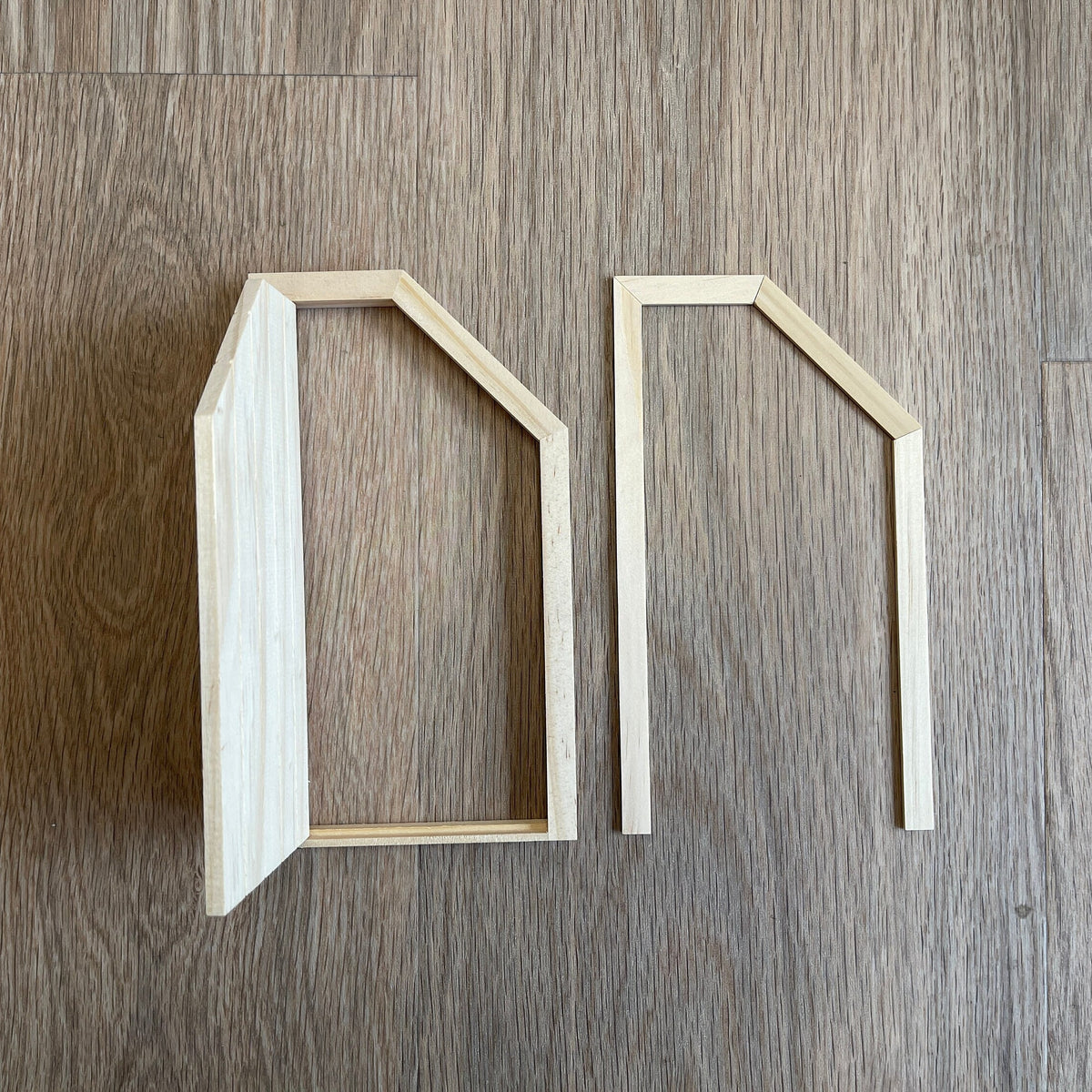 1:12 Scale Miniature Unfinished Dollhouse Under Stairs Door with Angled Top and Back Trim, 7-1/16 inch high
