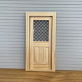 1:12 Scale Miniature Unfinished 2 Panel Door with Diamond Lattice Window and Back Trim, 6-7/8 inch high Dollhouse Supply