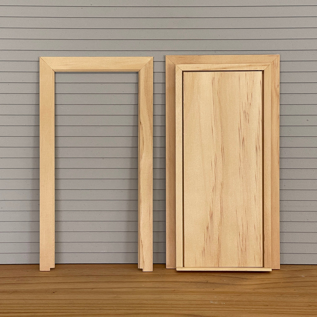 1:12 Scale Miniature Unfinished Dollhouse Plain Interior Door with Back Trim, 7-1/2 inch high
