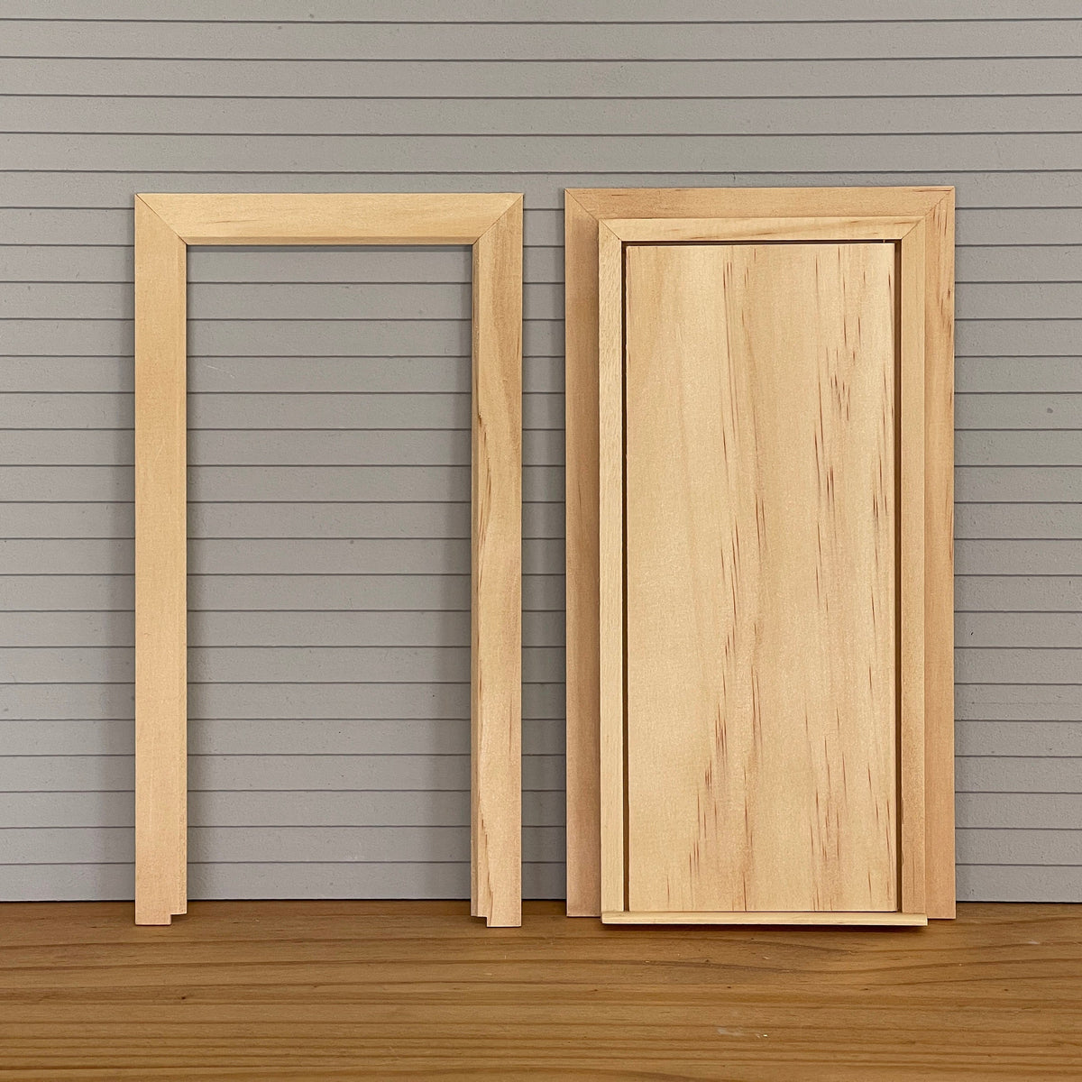 1:12 Scale Miniature Unfinished Dollhouse Plain Interior Door with Back Trim, 7-1/2 inch high
