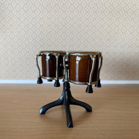 Miniature Bongo Drums with Stand , 1:12 Dollhouse Hand Drums , Two-Headed Drums - C031,2