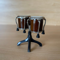 Miniature Bongo Drums with Stand , 1:12 Dollhouse Hand Drums , Two-Headed Drums - C029