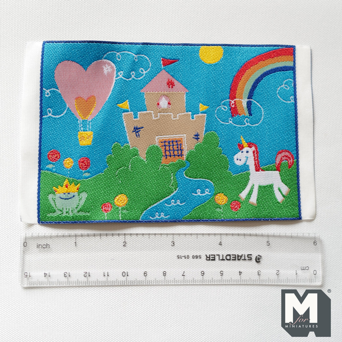 1:12 Scale Miniature Castle and Rainbow Play Mat, Printed Unicorn and Balloons, 6-1/4 inch long, DIY Dollhouse Supply