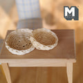 1:12 Scale Miniature Woven Round Trays, Set of 2, Large and Small, 1-13/16 inch dia., DIY Dollhouse Supply (made from rope)