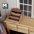 Miniatura a escala 1:12 de organizador de correo de madera, 3 ranuras, 1-3/4 inch de ancho, suministros DIY para casa de muñecas (marrón)