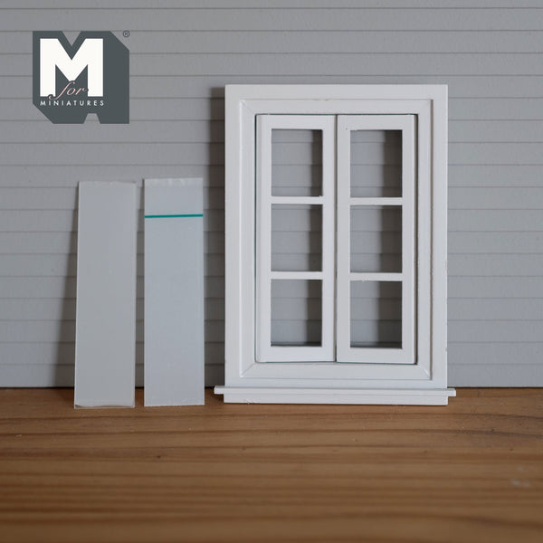 1" Scale Dollhouse Window Panel with Acrylic Windows , Inner Side Jambs (back trim sold separately) - I021