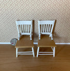 Chaises de salle à manger miniatures à dossier à barreaux en bois, échelle 1:12, lot de 2, hauteur 8,4 cm (3-5/16 pouces), fournitures pour maison de poupée DIY (blanc et marron)