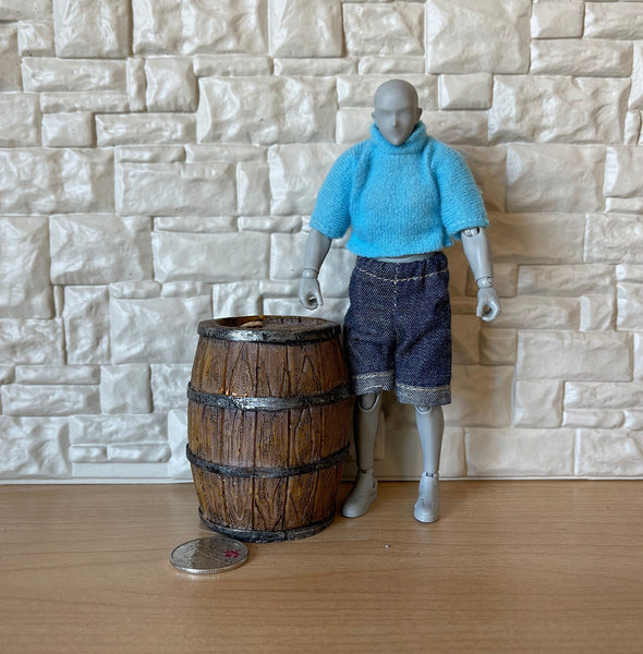 Dollhouse Wooden Wine Barrel, Dollhouse Miniature Wooden Beer Wine Barrel - C041