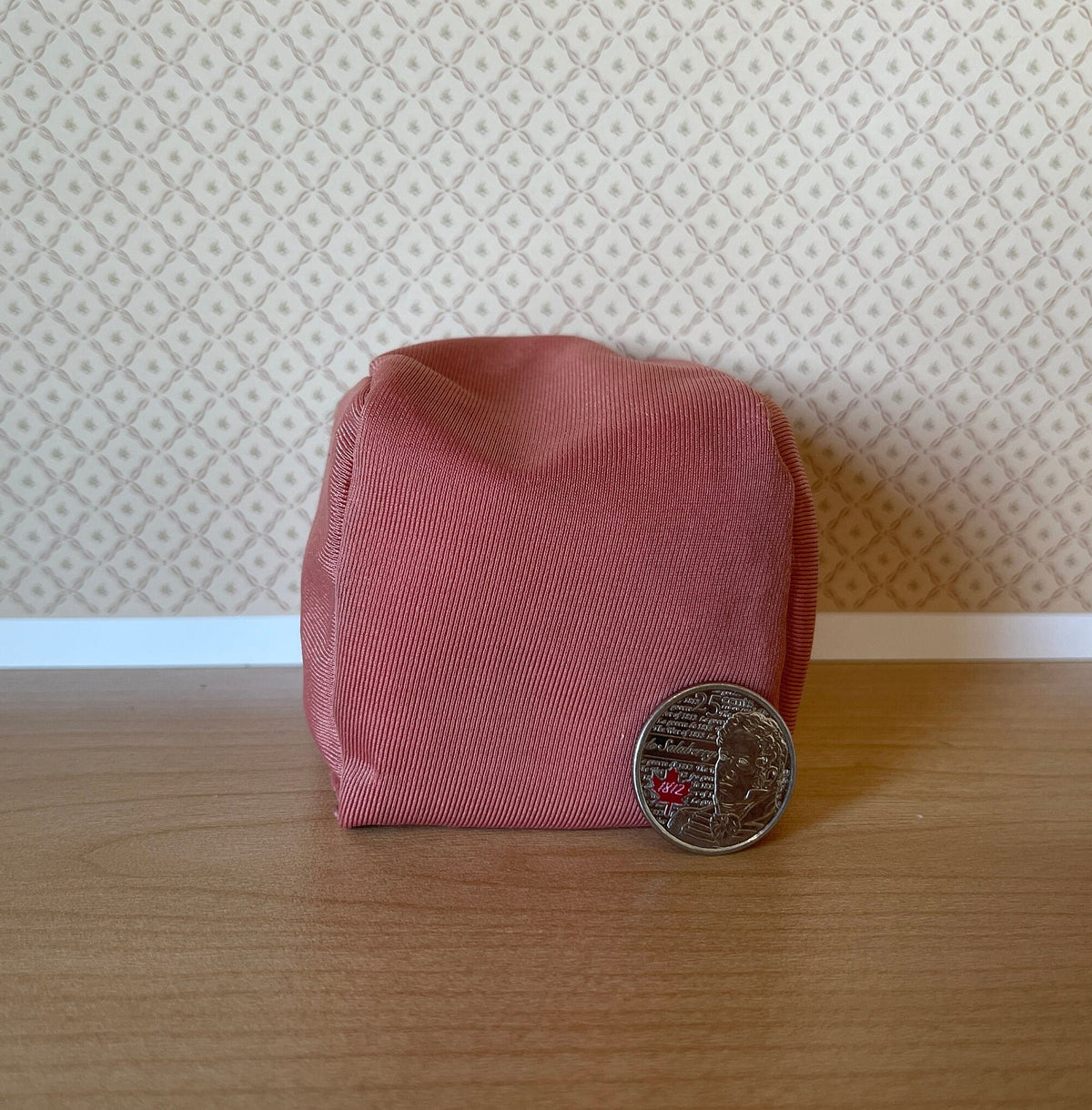 1:12 Scale Miniature Fabric Bean Bag Chair, 2-3/8 inch tall, DIY Dollhouse Supply (dusty pink)