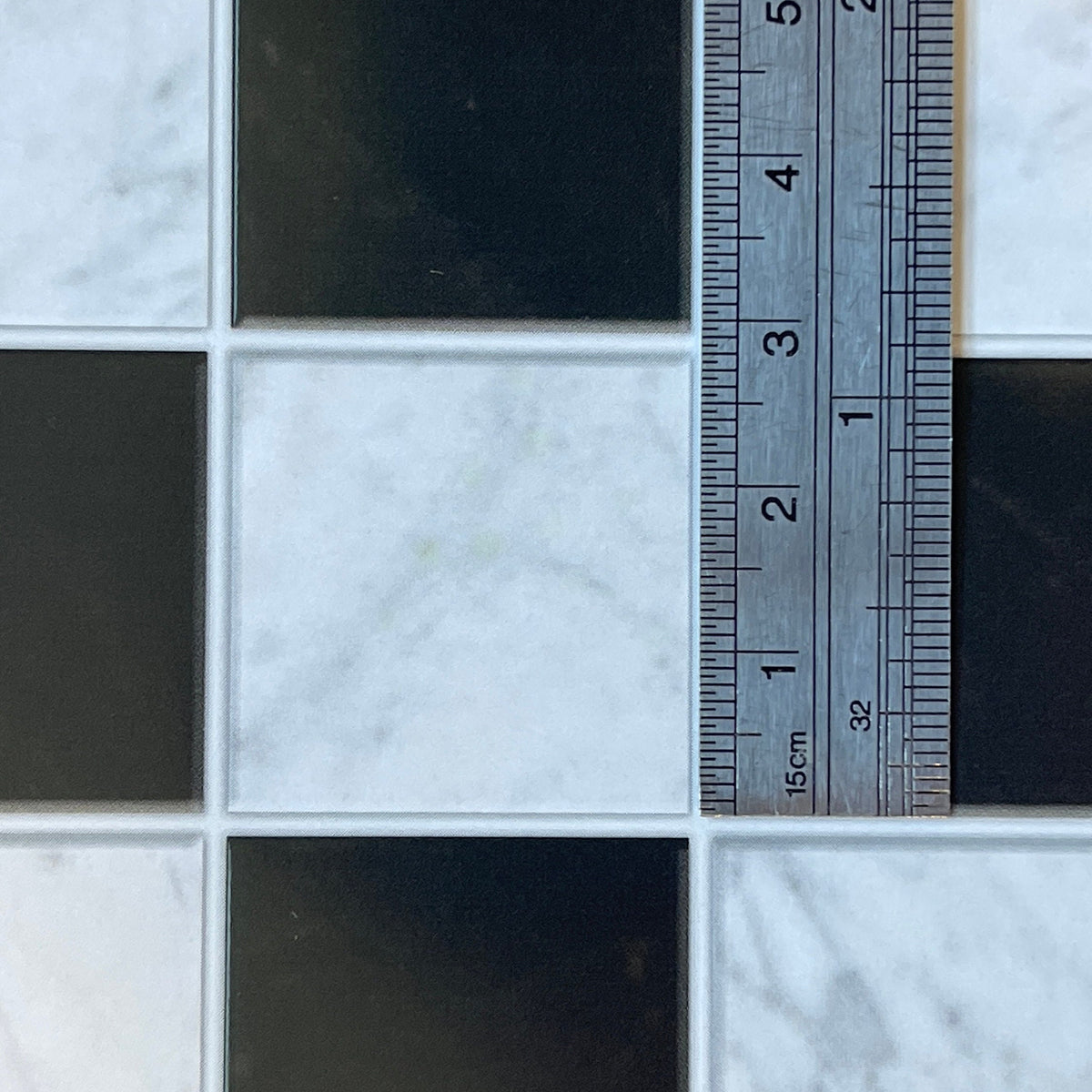 Miniature Black and White Checkered Marble Style Embossed Tile Sheet, 11/16 inch Tiles, 15-15/16 x 11-5/8 inch, DIY Dollhouse Supply