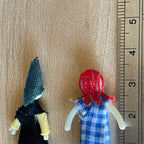 1:12 Scale Miniature Rag Dolls, Witch and Gingham Dress, Set of 2, 1-5/16 inch tall, DIY Dollhouse Supply