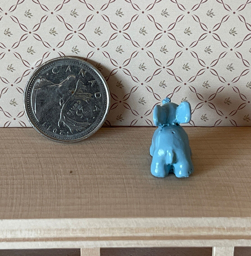1:12 Scale Miniature Toy Elephant Figurine, 13/16 inch long, DIY Dollhouse Supply (light blue)