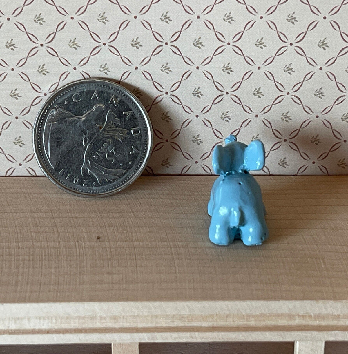 1:12 Scale Miniature Toy Elephant Figurine, 13/16 inch long, DIY Dollhouse Supply (light blue)