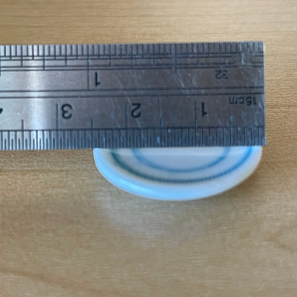 1:12 Scale Miniature White Dinner Plates with Blue Gray Rim, Set of 4, 1 inch dia., DIY Dollhouse Supply