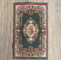 1:12 Scale Miniature Woven Area Rug with Floral Medallion, 6-1/4 x 3-7/8 inch, DIY Dollhouse Supply (green)