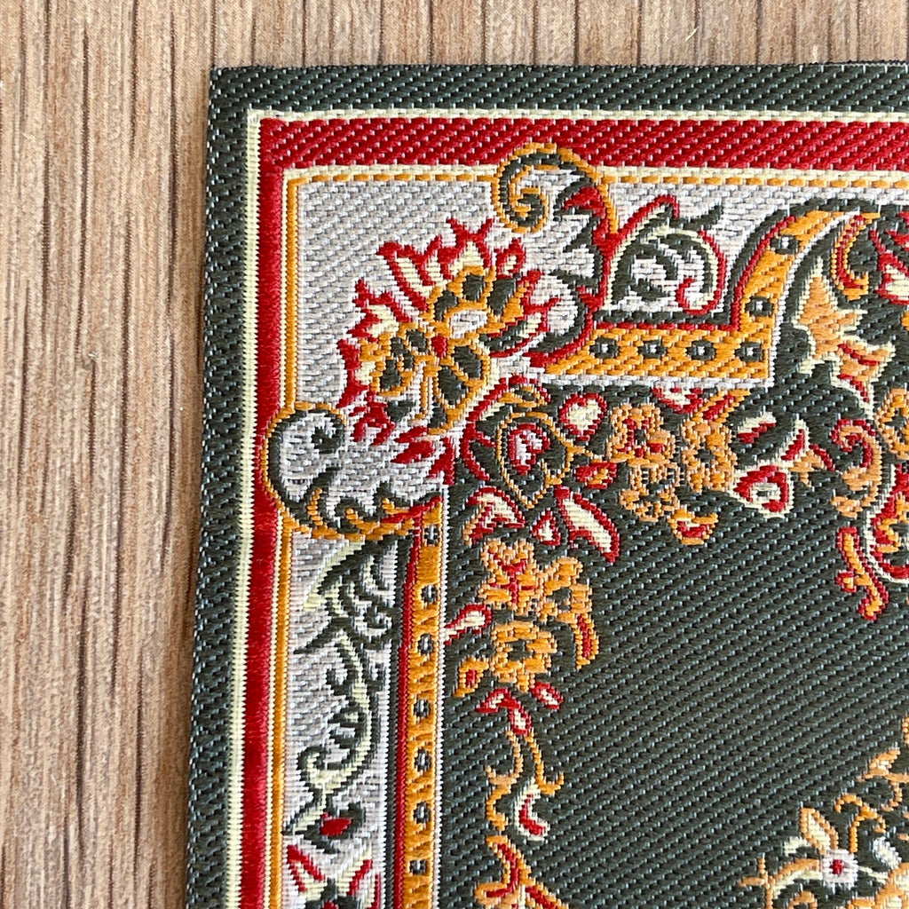 1:12 Scale Miniature Woven Area Rug with Floral Medallion, 6-1/4 x 3-7/8 inch, DIY Dollhouse Supply (green)