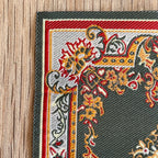 Tapis miniature tissé à l'échelle 1:12 avec médaillon floral, 15,9 x 9,8 cm, accessoire pour maison de poupée DIY (vert)