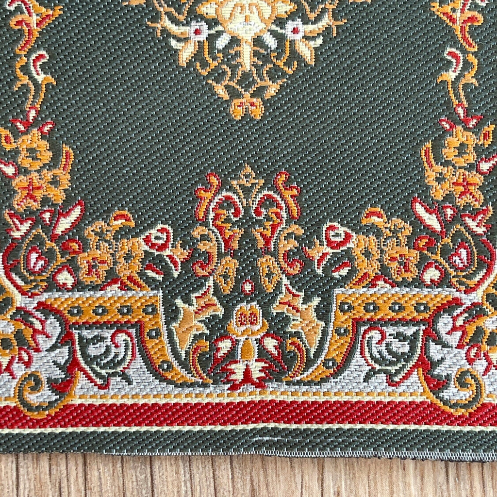 1:12 Scale Miniature Woven Area Rug with Floral Medallion, 6-1/4 x 3-7/8 inch, DIY Dollhouse Supply (green)