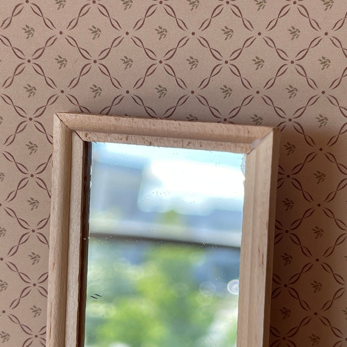 1:12 Scale Miniature Unpainted Wood Floor Mirror, Rectangular, 4-7/16 inch tall, DIY Dollhouse Supply