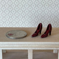 1:12 Scale Miniature High Heel Pumps, Pair, 13/16 inch long, DIY Dollhouse Supply (burgundy)