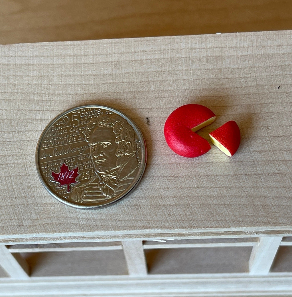 1:12 Scale Miniature Round Cheese and Cheese Wedge, Set of 2, 7/16 inch dia., DIY Dollhouse Supply
