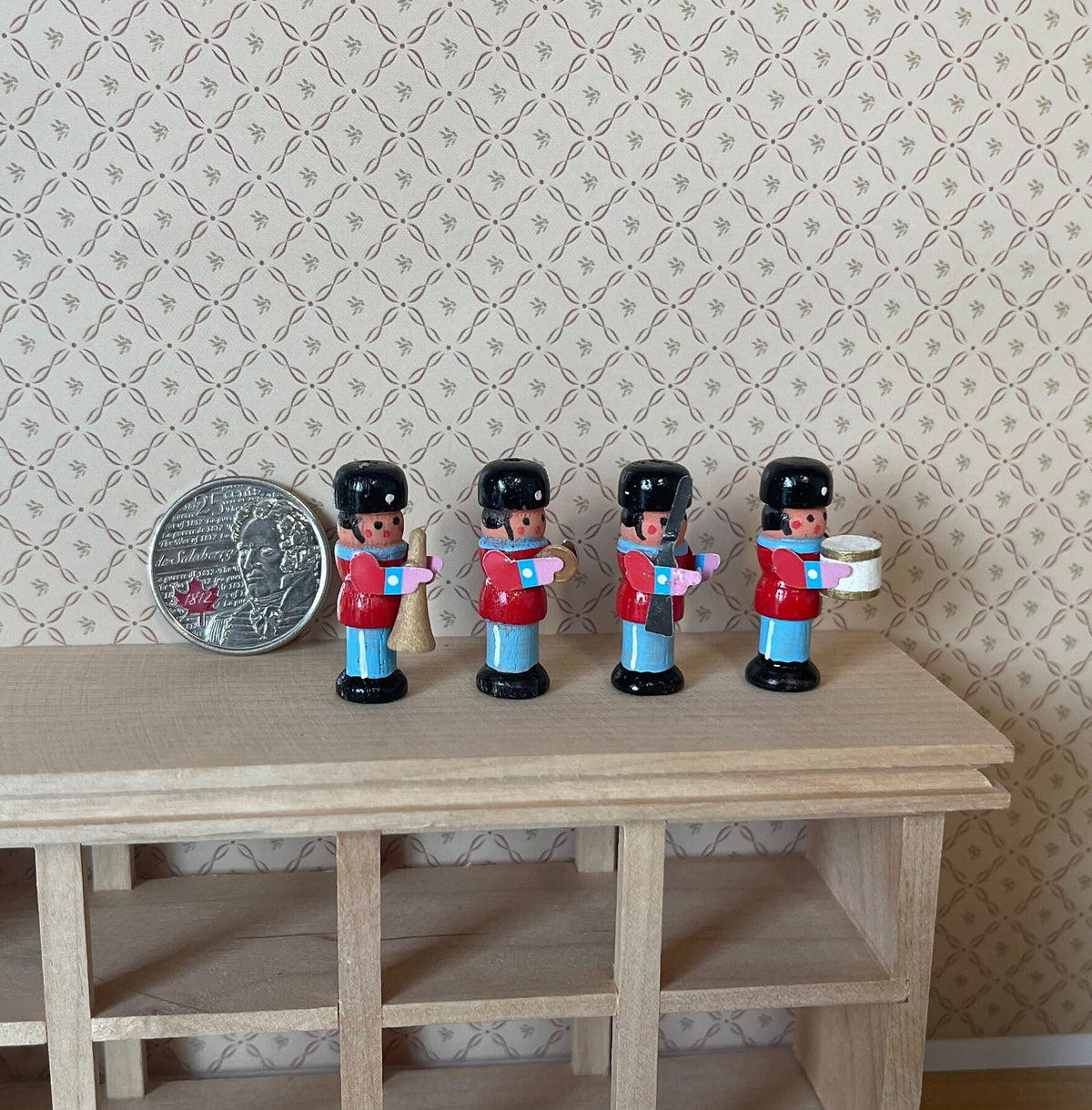Dollhouse Supplies Miniature Army Band , Drum Tube Cymbal and Conductor - F046