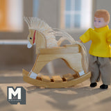 Dollhouse miniature rocking horse 1:12 scale large size trojan horse with back hair - G064