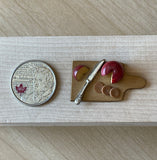 Miniature Sliced Round Cheese Crackers and Knife on Cutting Board 1:12 Scale Dollhouse Food Decoration. (fixed to the board) - E028