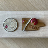 Miniature Sliced Round Cheese Crackers and Knife on Cutting Board 1:12 Scale Dollhouse Supplies Food Decoration. (fixed to the board) - E028