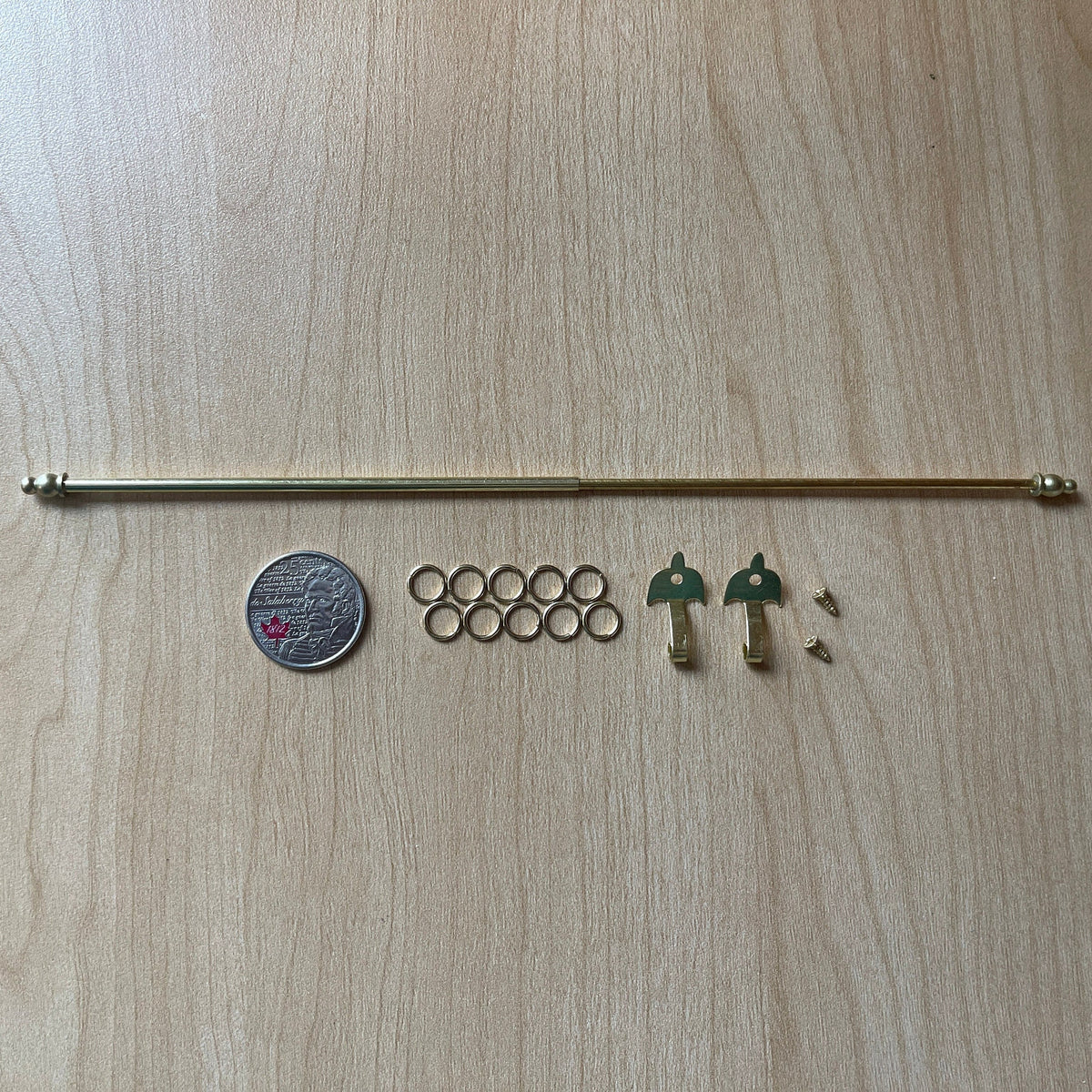 1:12 Scale Miniature Dollhouse Expanding Curtain Rod with Rings, 4-3/4 to 8-1/4 inch long (gold)