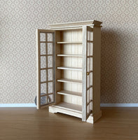 Dollhouse Unfinished Book Cabinet 1:12 Scale Unpainted Cabinet with 6 Shelves Swing Doors C009