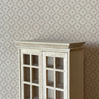 Vitrine bibliothèque miniature en bois brut à l'échelle 1:12, 2 portes vitrées, 6 étagères, 13,5 cm de hauteur, fournitures de maison de poupée DIY