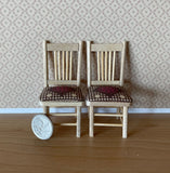 Dollhouse Supplies Miniature Unpainted Dining Chair with Cushion Set of 2 , 1:12 Scale Unpainted Dining Seat with Pads - C003