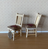 Dollhouse Supplies Miniature Unpainted Dining Chair with Cushion Set of 2 , 1:12 Scale Unpainted Dining Seat with Pads - C003