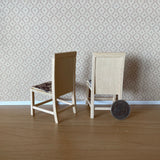 Dollhouse Supplies Miniature Unpainted Dining Chair with Seat Pads Set of 2 , 1:12 Scale Unpainted Dining Chairs with Cushions - F016