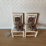Dollhouse Supplies Miniature Unpainted Dining Chair with Seat Pads Set of 2 , 1:12 Scale Unpainted Dining Chairs with Cushions - F016