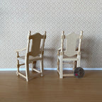 1:12 Scale Miniature Unpainted Wood Dining Armchairs, Carved Back, Set of 2, 3-7/8 inch tall, DIY Dollhouse Supply