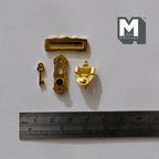 1:12 Scale Miniature Brass Door Knob, Knocker, Door Plate and Key, Set of 4, 1 inch tall, DIY Dollhouse Supply