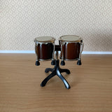 Miniature Bongo Drums with Stand , 1:12 Dollhouse Hand Drums , Two-Headed Drums - C029