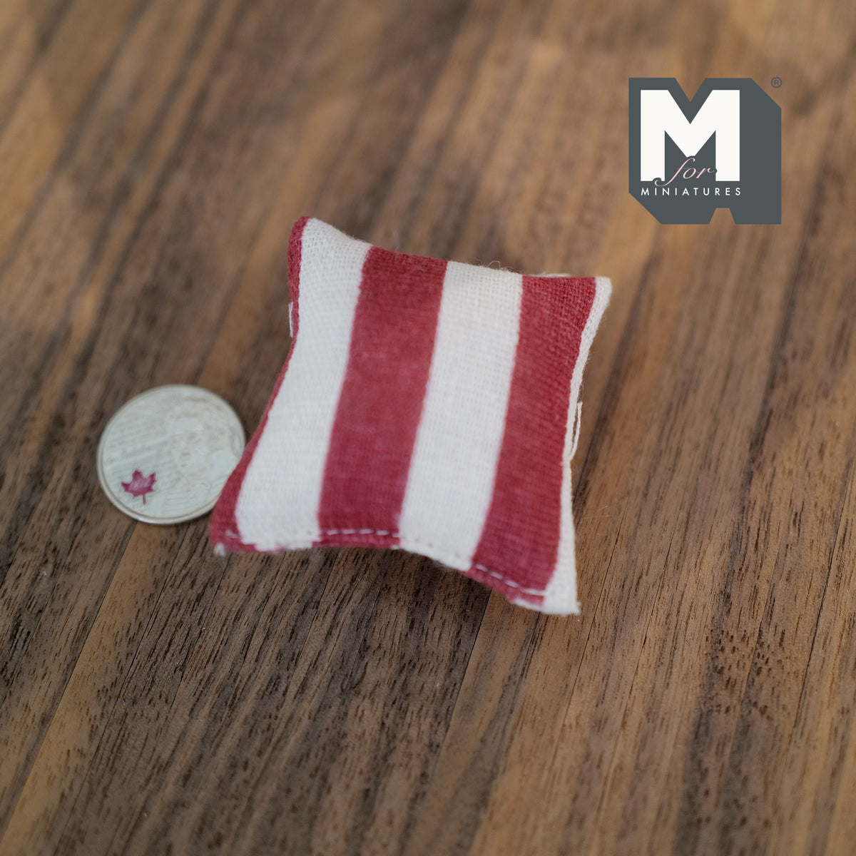 1:12 Scale Miniature Striped Sofa Cushion, Large Size, 2-1/16 inch wide, DIY Dollhouse Supply (red and white)