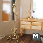 1:12 Scale Miniature Metal Coat Rack with Curled Hooks, 5-13/16 inch tall, DIY Dollhouse Supply (gold)