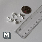 1:12 Scale Miniature Metal Single Curve Dollhouse Wall Hooks, Set of 4, 9/16 inch tall (white)