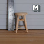 1:12 Scale Miniature Unpainted Wood Round Stool, 1-9/16 inch tall, DIY Dollhouse Supply