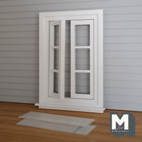 1" Scale Dollhouse Window Panel with Acrylic Windows , Inner Side Jambs (back trim sold separately) - I021