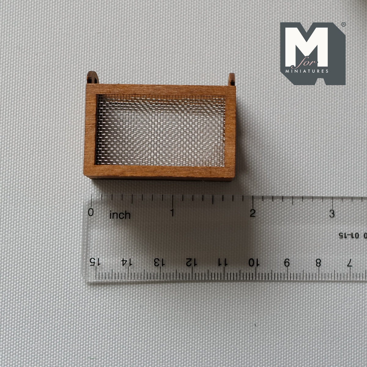 1:12 Scale Miniature Wood Frame Storage Basket with Mesh Sides, 1-1/4 inch tall, DIY Dollhouse Supply