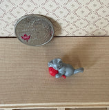 Miniature Gray Kitten Playing Cotton Ball 1:12 Scale Dollhouse Cat Cotton Ball (plastic) - C064